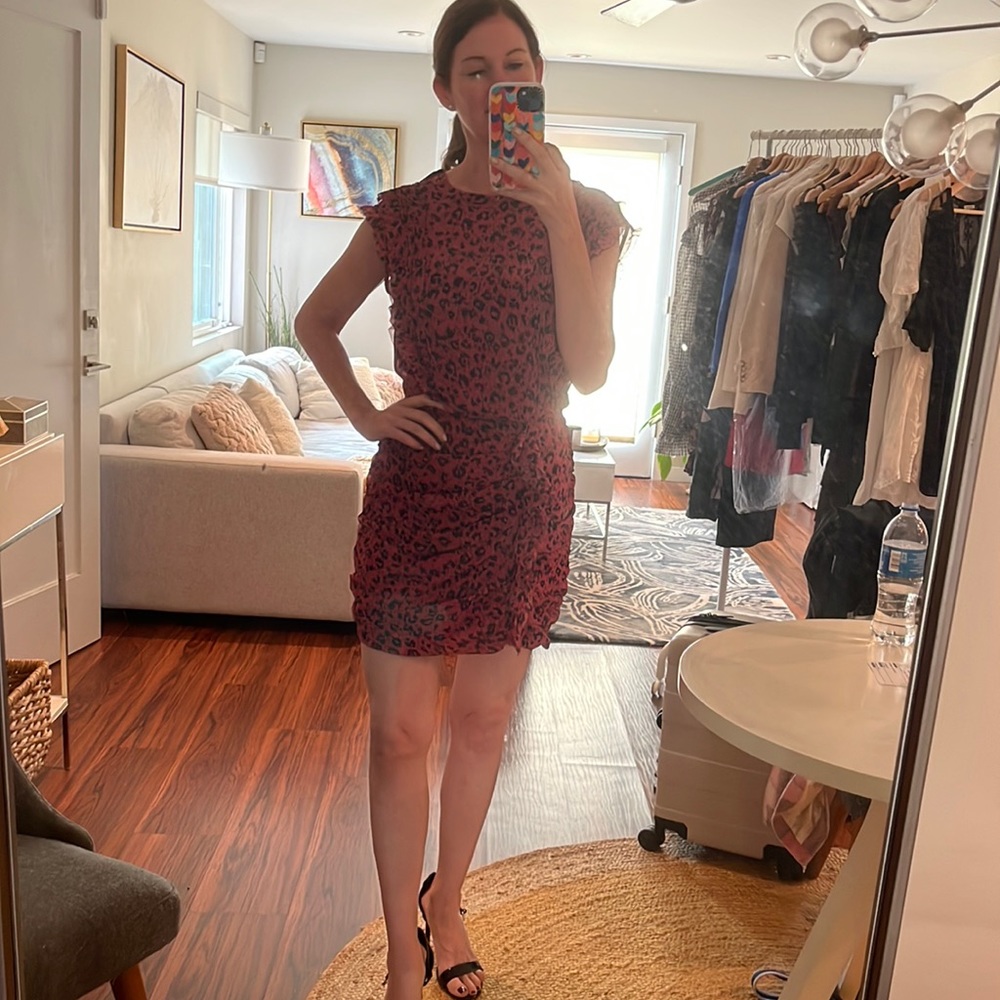 All Saints pink leopard dress